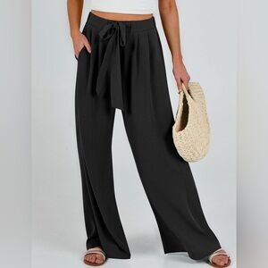 Wide Leg Palazzo Pants High Waist Flowy Loose Lounge Beach Travel Vacation